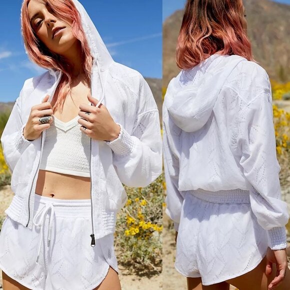 NWT‎ Free People White Salt Spray Jacket Retro Zip Size XS New With Tag Coat New - Picture 2 of 16